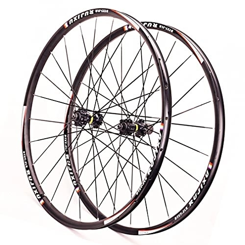 Mountain Bike Wheel : Bicycle Wheels 26 / 27.5 / 29 Inch Mountain Bike Wheelset Aluminum Alloy Rim 24H Hub Quick Release Disc Brake MTB Wheel Set Fit 7-11 Speed Cassette 1900g (Color : Black, Size : 29 in) (Black 27.5 in