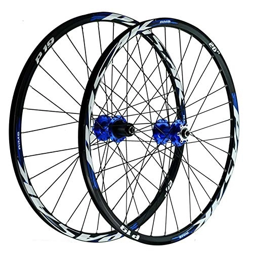 Mountain Bike Wheel : Bicycle Wheelset 26 27.5 29 Inch Front Rear Bike Wheel Set Mountain Bike Wheel Disc Brake Quick Release 32 Hole For 7-12speed Flywheel (Color : Blue Hub blue label, Size : 26inch)