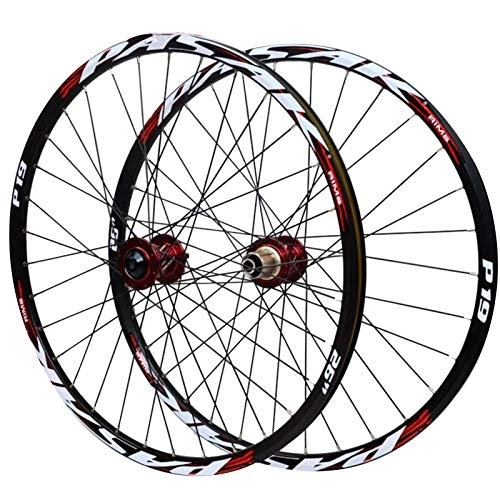 Mountain Bike Wheel : Bicycle Wheelset 26 / 27.5 / 29" Rear Wheel Bicycle, Front 2 Rear 4 Bearings Disc Brakes 7 / 8 / 9 / 10 / 11 Speed Mountain Bike Quick Release Wheel (Color : Red hub, Size : 27.5in)