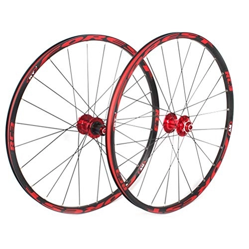 Mountain Bike Wheel : Bicycle Wheelset 26 27.5 Inch Mountain Bike Wheelset Double Layer Alloy Rim Sealed Bearing 8-11 Speed Cassette Hub Disc Brake 1830g QR 24H (Color : Red, Size : 27.5in)