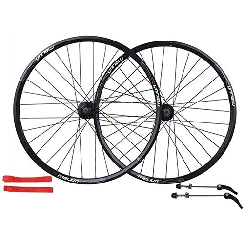 Mountain Bike Wheel : Bicycle Wheelset 26 Inch, Double-walled Aluminum Alloy Bicycle Wheels Disc Brake Mountain Bike Wheel Set Quick Release American Valve 7 / 8 / 9 / 10 Speed (Color : Black)