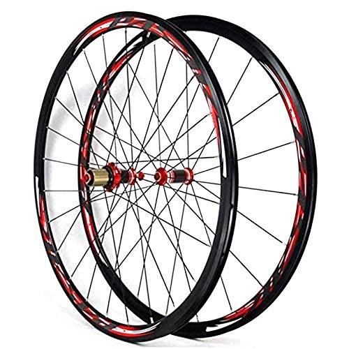 Mountain Bike Wheel : Bicycle Wheelset 700C, Mountain Bike Front / rear Wheel Double-walled Light Aluminum Alloy Rims V Brake 30mm Front 20 Holes Rear 24 Holes Quick Release 7-11 Speed (Color : A)