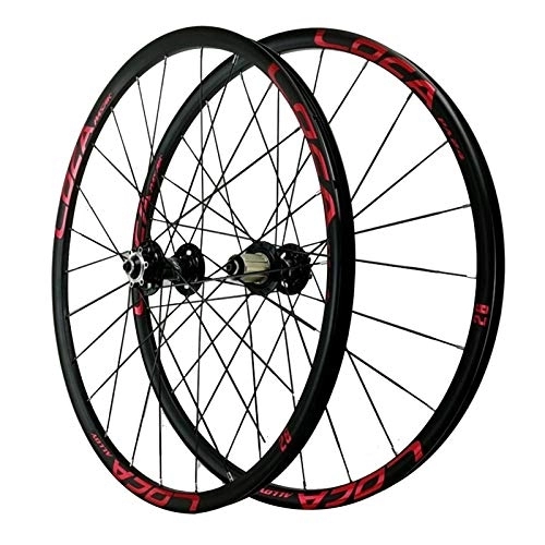 Mountain Bike Wheel : Bicycle Wheelset, Aluminum Alloy Quick Release Mountain Bike 8 / 9 / 10 / 11 / 12 Speed Disc Brakes Cycling Wheels Outdoor (Color : Black hub, Size : 26in)