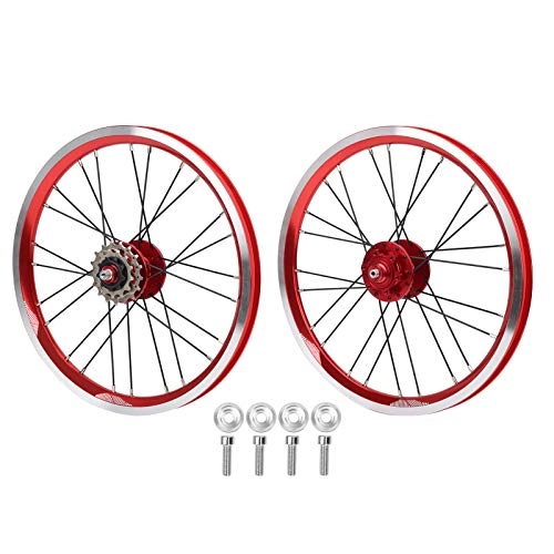 Mountain Bike Wheel : Bicycle Wheelset, Folding Bike Wheelset, Folding Lightweight Portable for V Brake Mountain Bike(red)