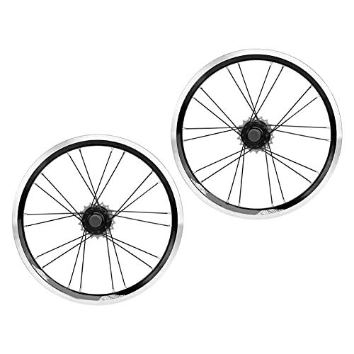Mountain Bike Wheel : Bike Disc Brake Wheelset, V Brake Aluminum Alloy Front 2 Rear 4 Bearing 16 Inch Bike Rim Brake Wheelset for Mountain Road Bike(Black)