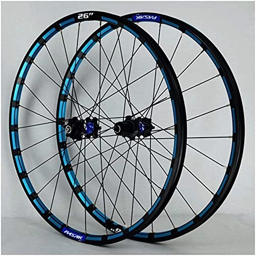 Mountain Bike Wheel : Bike Rim 26 27.5 Inch Bicycle Front & Rear Wheel MTB Blue Rim Mountain Bike Wheelset 24 Spoke Disc Brake For 7-12 Speed Cassette Flywheel QR Quick Release Axles Bicycle Accessory