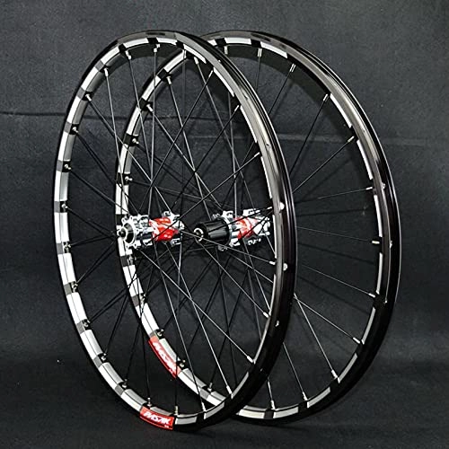 Mountain Bike Wheel : Bike Rim 26 / 27.5 Inch Bike Wheelset, Mountain Bicycle Wheels Double Wall Rim Aluminum Alloy 24 Holes Quick Release Disc Brake For 7 / 8 / 9 / 10 / 11 / 12 Speed Quick Release Axles Bicycle Accessory