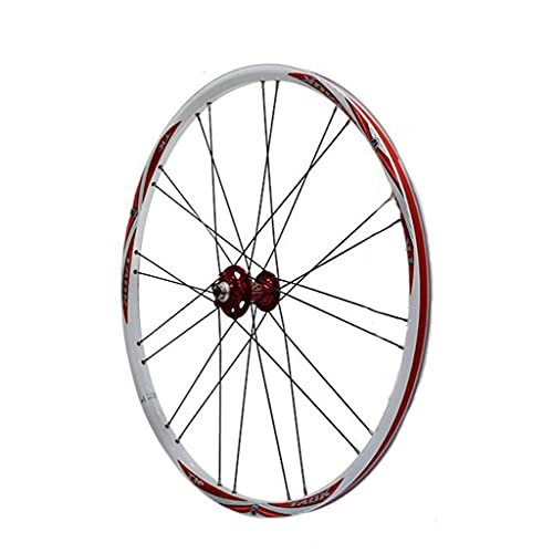Mountain Bike Wheel : Bike Rim 26 Inch Bicycle Rear Wheel Double Layer Alloy Bike Disc Brake Rim Q / R MTB 7 8 9 10 Speed 28H Quick Release Bicycle Accessory(Color:white+red)