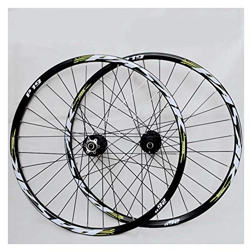 Mountain Bike Wheel : Bike Rim Mountain Bike Wheelset 26 / 27.5 / 29 Inches MTB Double Wall Rims Hub Sealed Palin Bearing Disc Brake QR 7 / 8 / 9 / 10 / 11 Speed 32H Quick Release Axles Bicycle Accessory ( Color : A , Size : 29IN )