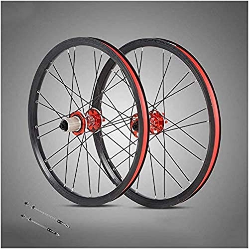 Mountain Bike Wheel : Bike Wheel Tires Spokes Rim 20 Inch Mountain Bike Wheelset, 24 Hole Double Walled MTB Rims Hybrid Fast Release Disc Brake Aluminum Alloy Bicycle Wheels 8 / 9 / 10 / 11 Speed