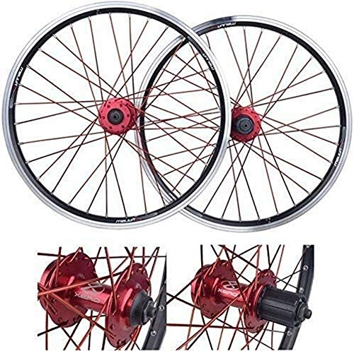 Mountain Bike Wheel : Bike Wheel Tyres Spokes Rim Mountain bike bicycle wheelset, 20 inch double-walled aluminum alloy cassette hub V-brake disc rims (front + rear) Fast release 32 hole disc 7 / 8 / 9 / 10 speed