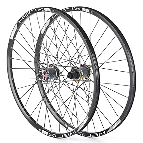 Mountain Bike Wheel : Bike Wheelset 26 27.5 29 Inch Mountain Cycling Wheels Disc Brake Aluminum Alloy Fits 8 9 10 11 Speed 32 Holes Quick Release (Color : Colored, Size : 26 INCH)