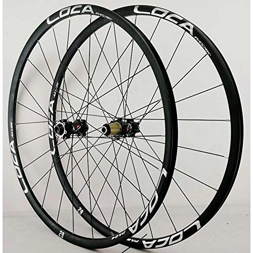 Mountain Bike Wheel : Bike Wheelset 26 / 27.5 / 29 Inch MTB Mountain Bike Wheelset 700C Road Bicycle Wheels Disc Brake For 8-12 Speed Cassette 24 Holes (Color : Black hub Silver logo, Size : 27.5in)
