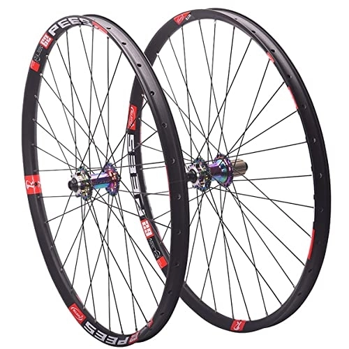 Mountain Bike Wheel : Bike Wheelset 26 / 27.5 / 29'' Mountain Bike Wheel Disc Brake Thru Axle Sealed Bearing 32H Rim For 8 9 10 11 12 Speed Cassette (Color : Colorful, Size : 27.5'')