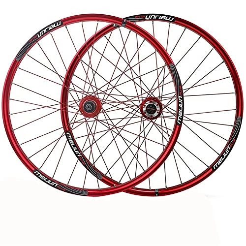 Mountain Bike Wheel : Bike Wheelset, 26 Inch Mountain Cycling Wheels, Magnesium Alloy Disc Brake / Fit For 7-10 Speed Freewheels / 32H Quick Release MTB Bicycle Rim (Color : Red)