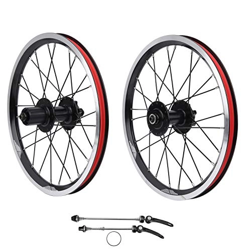 Mountain Bike Wheel : Bike Wheelset, Aluminium Alloy Mountain Bike Motocross Wheelset 16in 305 Disc Brake 11 Speed 6 Nail Bearing Compatible for V brake(Black)
