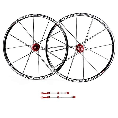 Mountain Bike Wheel : Bike Wheelset, Aluminum Alloy Double Wall 26 / 27.5 Inch Hybrid / Mountain Bicycle Disc Brake 24 Hole 8 9 10 Speed, Red-27.5inch