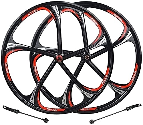 Mountain Bike Wheel : Bike Wheelset，Mountain Bike Wheels Set，26 Inch Magnesium Alloy Rim MTB Bicycle Front Rear Wheel Quick Release 8-10 Speed Disc Brake, Black-26inch