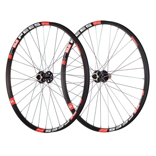 Mountain Bike Wheel : Bike Wheelset Quick Release Disc Brake 32H Mountain Bike Front Rear Wheel Set 26 / 27.5 / 29”Alu Alloy Rims 5 Bearings Hubs Colorful Spokes Fit 7-12 Speed Cassette (Color : Black, Size : 27.5")