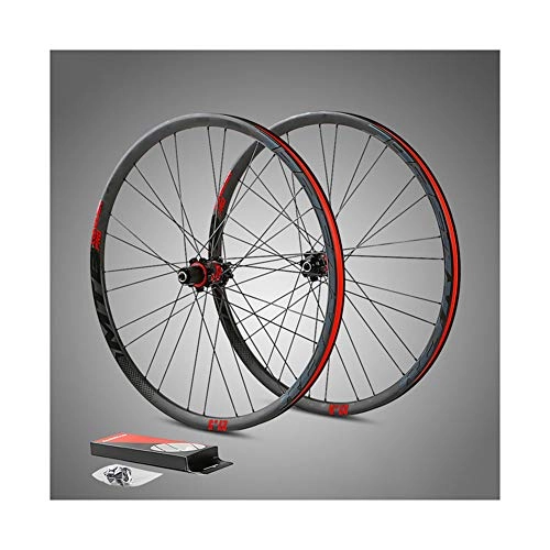 Mountain Bike Wheel : BIKERISK MTB bicycle RS four Palin carbon fiber 27.5" mountain bike wheel set 28 hole carbon fiber hub mountain wheel set, Red