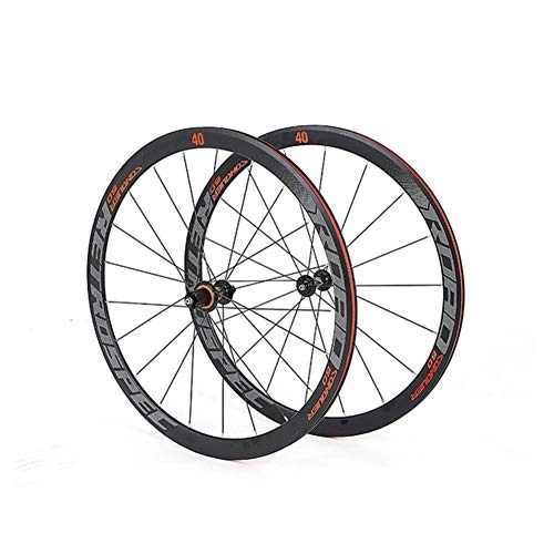 Mountain Bike Wheel : BIKERISK RS2.0 aluminum alloy 700C road wheel set four bearing side pull road rim reflective logo bicycle rim accessories with high pressure tire pad and quick release lever, red, 33knife