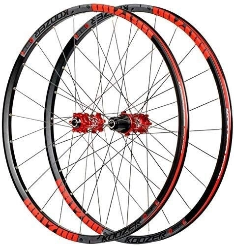 Mountain Bike Wheel : BUYAOBIAOXL Wheels Mountain Bike Wheelset 26" / 27.5" bike wheelset, disc brake alloy wheel front wheel rear wheel quick release red hub 24H Shimano or Sram 8 9 10 11 speed (Color : Red, Size : 27.5in)