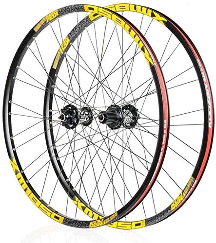 Mountain Bike Wheel : BUYAOBIAOXL Wheels Mountain Bike Wheelset 26 / 27.5 Inch Cycling Axles Mounted Bicycle Wheels, Rim MTB Double Wall Quick Release Disc Brake 32H For 8 9 10 11 Speeds (Size : 27.5inch)