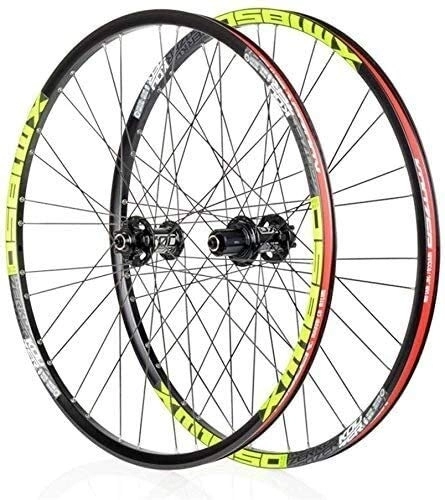 Mountain Bike Wheel : BUYAOBIAOXL Wheels Mountain Bike Wheelset Bicycle wheelset Double-walled rim, 26 / 27.5 inch cycling wheels Quick release Disc brake 32H for Shimano or Sram 8 9 10 11 speed (Color : 27.5in)