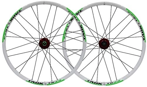 Mountain Bike Wheel : BUYAOBIAOXL Wheels Mountain Bike Wheelset Bike Wheel Set 24" MTB Wheel Double Wall Alloy Rim Tires 1.5-2.1" Disc Brake 7-11 Speed Palin Hub Quick Release 24H (Color : Green)
