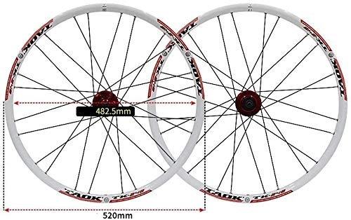 Mountain Bike Wheel : BUYAOBIAOXL Wheels Mountain Bike Wheelset Bike Wheel Set 24" MTB Wheel Double Wall Alloy Rim Tires 1.5-2.1" Disc Brake 7-11 Speed Palin Hub Quick Release 24H (Color : Red)