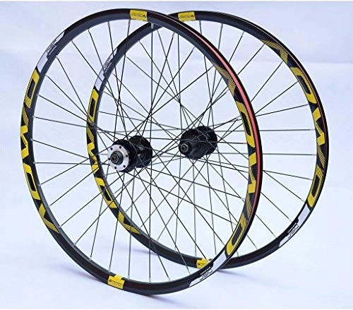 Mountain Bike Wheel : BZLLW Bike Wheel, Bike Wheelset, MTB Wheels 26 27.5 29Inch Mountain Bike Wheelset Double Wall Rims Disc Brake 8-10s Cassette Hub 32H QR (Color : Gold, Size : 27.5in)