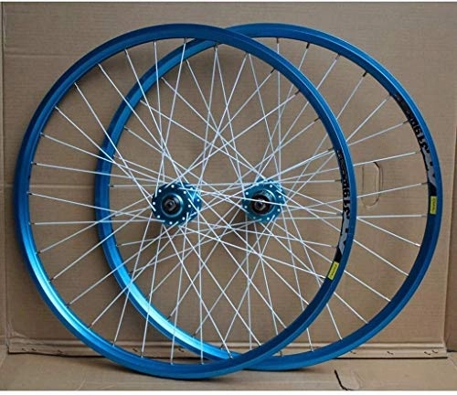 Mountain Bike Wheel : BZLLW Bike Wheel, MTB Bike Wheelset 24Inch Double Layer Rim Disc / Rim Brake Bicycle Wheel 8-10 Speed 32H, for All Mountain Bikes and Cross-Country Bikes (Color : A-Blue)