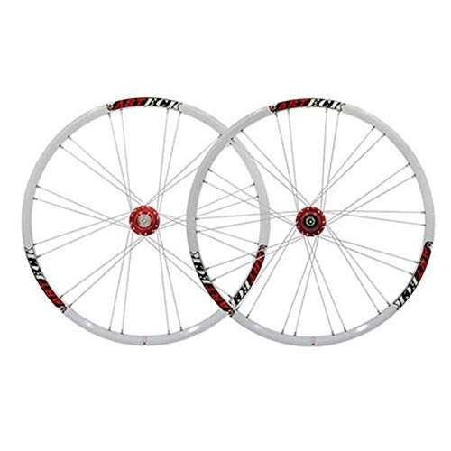 Mountain Bike Wheel : CAISYE Mountain Bicycle Wheelset 26 Inch, Aluminum Alloy Double Wall MTB Cycling Rim Disc Brake 24 Hole Quick Release 7 8 9 10 Speed, Double-Layer Rim Disc Brake Wheel, Red