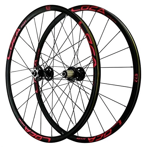 Mountain Bike Wheel : CHICTI 26 / 27.5 / 29 In Bike Wheelset, Double Wall MTB Rim 4 Peilin Bearing Quick Release Disc Brake Mountain Cycling Wheels Outdoor (Color : Black red, Size : 27.5in)