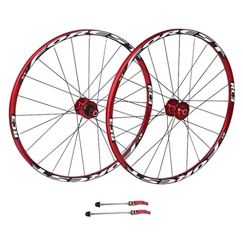 Mountain Bike Wheel : CHICTI 26 / 27.5 Inch Mountain Bike Wheelset, Double Wall Quick Release MTB Rim Sealed Bearings Disc Brake 8 9 10 Speed Red Outdoor (Color : B, Size : 27.5inch)