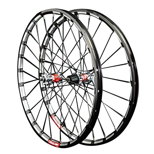 Mountain Bike Wheel : CHICTI 26 / 27.5in Bike Wheelset, Double Wall 24 Holes Quick Release Mountain Bike MTB Rim Rear Wheel Bicycle Outdoor (Color : Red, Size : 27.5in)