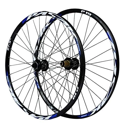 Mountain Bike Wheel : CHICTI 26" Cycling Wheels, Rear Bike Wheels Double Wall MTB Rim Disc Brakes Quick Release 7 / 8 / 9 / 10 / 11 Speed Outdoor (Color : Blue, Size : 26in)