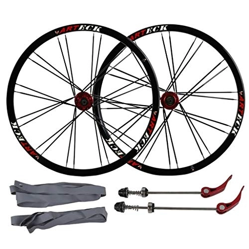 Mountain Bike Wheel : CHICTI 26 Inch Bicycle Wheelset, MTB Aluminum Alloy Double Wall Rim Disc Brake Sealed Bearings Compatible 8 / 9 / 10 Speed Outdoor (Size : 26inch)