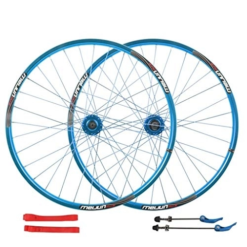 Mountain Bike Wheel : CHICTI 26 Inch Bike Wheelset Cycling Wheels Mountain Bike Disc Brake Wheel Set Quick Release Palin Bearing 7 / 8 / 9 / 10 Speed Outdoor (Color : Blue)