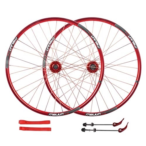 Mountain Bike Wheel : CHICTI 26 Inch Bike Wheelset Cycling Wheels Mountain Bike Disc Brake Wheel Set Quick Release Palin Bearing 7 / 8 / 9 / 10 Speed Outdoor (Color : Red)
