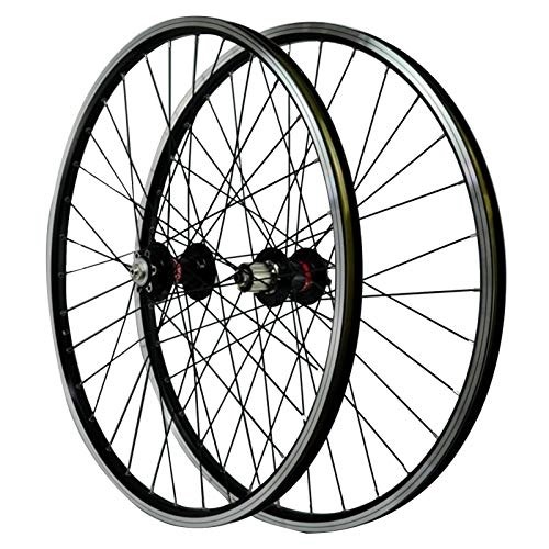 Mountain Bike Wheel : CHICTI 26-inch Cycling Wheels, Aluminum Alloy Mountain Bike Wheels Disc Brake V Brake 7 / 8 / 9 / 10 / 11 Speed Flywheel Outdoor (Color : Black)