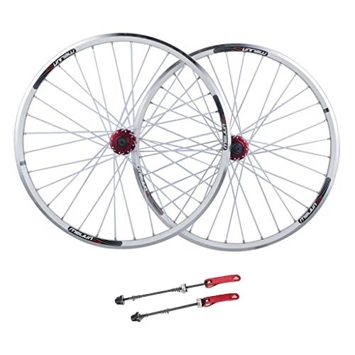 Mountain Bike Wheel : CHICTI 26 Inch Mountain Bike Wheels, Aluminum Alloy Double Wall Rim V-Brake Disc Brake Sealed Bearings Compatible 8 / 9 / 10 Speed Outdoor (Color : B, Size : 26inch)