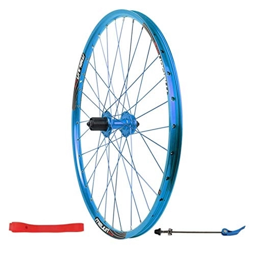 Mountain Bike Wheel : CHICTI 26" Rear Wheel, Aluminum Alloy Disc Brake Mountain Bike Single Wheel Double Wall Rim 7 / 8 / 9 / 10 Speed Flywheel Outdoor (Color : Blue)