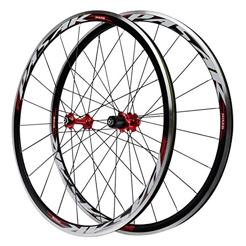 Mountain Bike Wheel : CHICTI 700C Bike Wheelset, Road Wheel Aluminum Alloy For Bearing Bicycle Wheel 7 / 8 / 9 / 10 / 11 Speed C Brake V Brake Mountain Bike Outdoor (Color : Red)