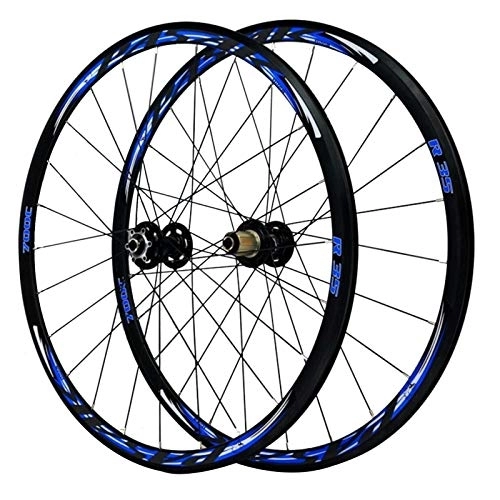 Mountain Bike Wheel : CHICTI 700C Cycling Wheels, Double-layer Aluminum Alloy Rim V Brake / disc Brake Off-road Mountain Bike Rear Wheel Outdoor (Color : Blue)