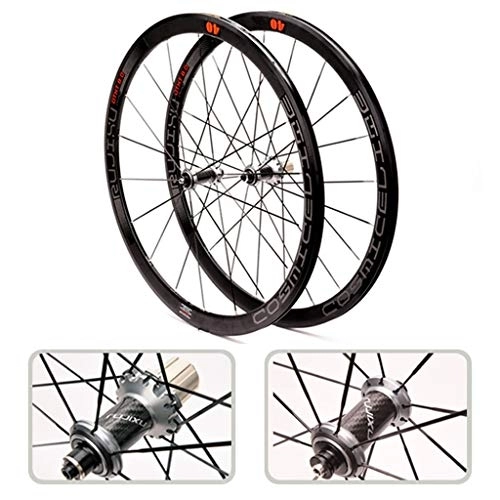 Mountain Bike Wheel : CHICTI 700CC Carbon Fiber Mountain Bike Wheel Set Tube Hub Road Bike Hub V / C Brake Outdoor (Color : Silver)