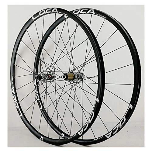 Mountain Bike Wheel : CHICTI Bicycle Front Rear Wheels 26 / 27.5 / 29in 700C Alloy Rim MTB Bike Wheelset 24H Disc Brake 8-12 Speed Thru Axle Outdoor (Color : Black, Size : 29in)