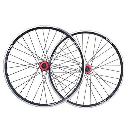 Mountain Bike Wheel : CHICTI Bicycle Wheel Set 26in Double Walled Alloy Rim V / Disc Brake MTB Bike Wheels 32H QR 7-10 Speed Ball Bearing Cassette Hubs