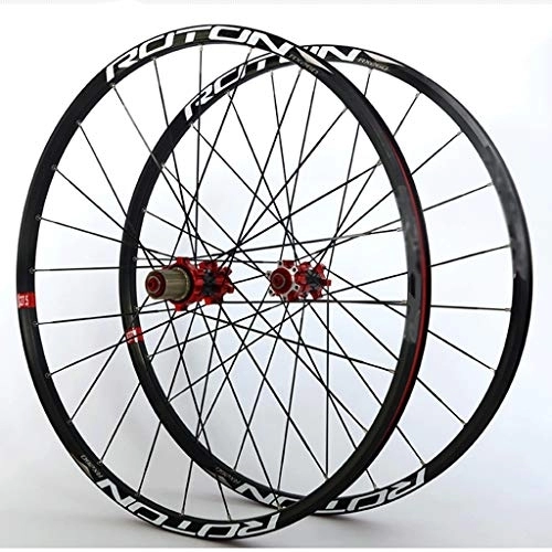 Mountain Bike Wheel : CHICTI Bicycle Wheelset 26" / 27.5" / 29" MTB Double Wall Rims Carbon Cassette Hub Sealed Bearing Bike Wheel Disc Brake QR 11 Speed 24H Outdoor (Size : 27.5inch)