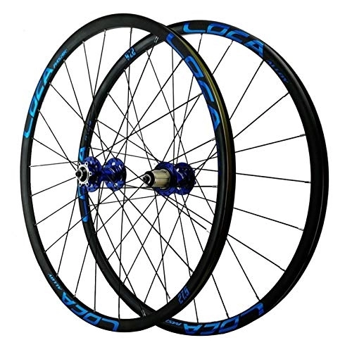 Mountain Bike Wheel : CHICTI Bicycle Wheelset, 26 / 27.5 / 29in Double Wall Disc Brake Mountain Cycling Wheels 7 / 8 / 9 / 10 / 11 / 12 Speed Outdoor (Color : Blue, Size : 27.5in)